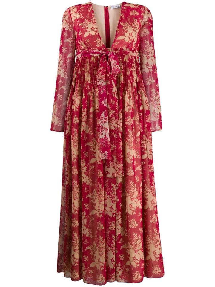 Red Valentino Red(v) Floral Tapestry Print Flared Dress
