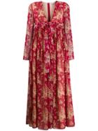 Red Valentino Red(v) Floral Tapestry Print Flared Dress