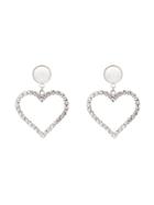 Alessandra Rich Crystal Pearl Embellished Heart Earrings - Unavailable