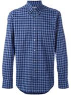 Canali Gingham Check Shirt, Men's, Size: Medium, Blue, Cotton