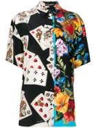 Dolce & Gabbana Playing Cards And Floral Print Shirt - Black
