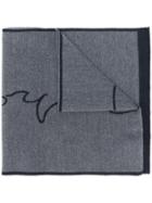 Giorgio Armani Signature Embroidered Scarf - Blue