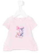 Lapin House - Ruffled Detail T-shirt - Kids - Cotton/spandex/elastane - 12 Mth, Pink/purple