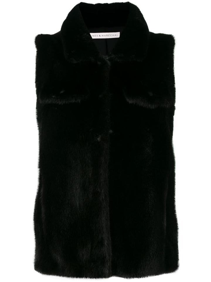 Inès & Maréchal Fur Gilet Jacket - Black