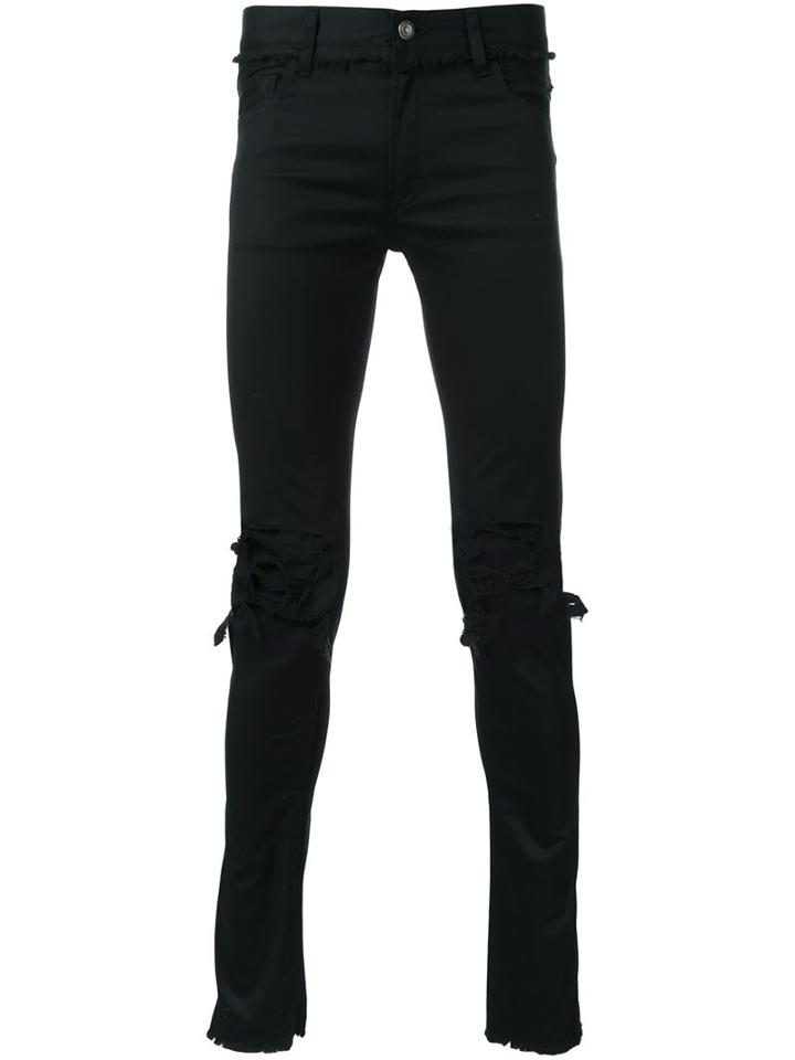 Christian Dada Ripped Skinny Jeans, Men's, Size: 44, Black, Cotton