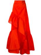 Peter Pilotto - Frill Maxi Skirt - Women - Silk/polyester - 10, Red, Silk/polyester