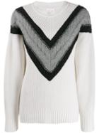 See By Chloé Cable Strip Sweater - White