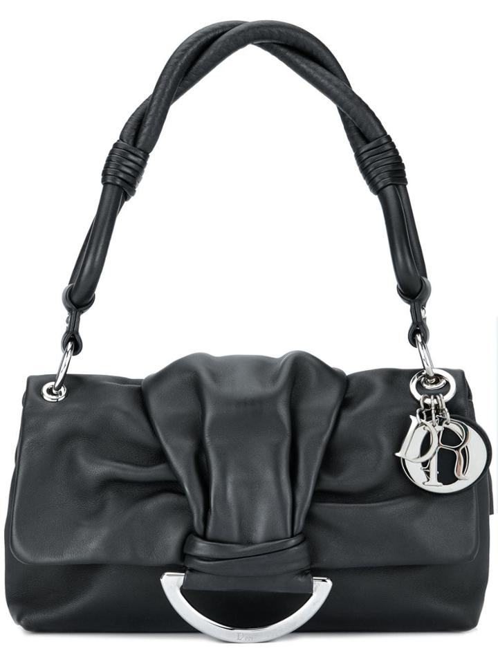 Christian Dior Vintage Leather Bow Flap Bag - Black