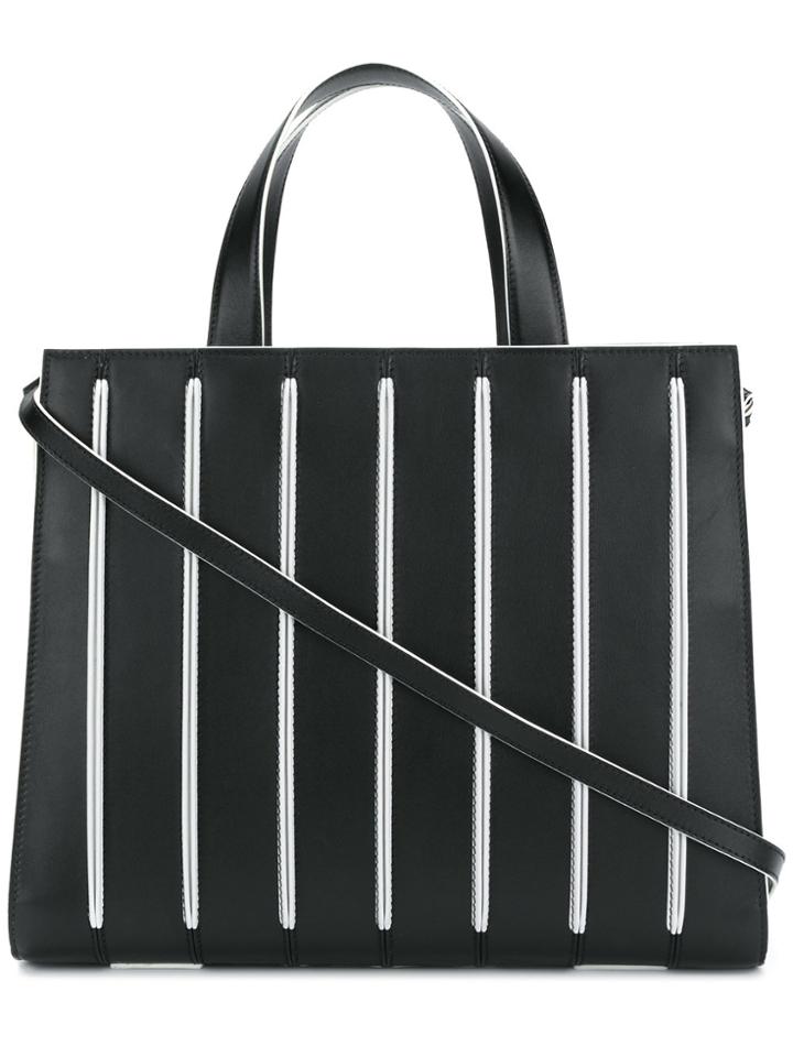 Max Mara Striped Boxy Tote - Black