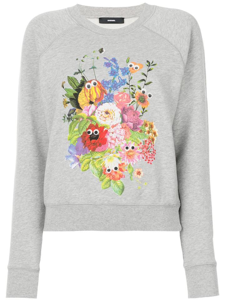 Diesel - Floral-print Sweatshirt - Women - Cotton - M, Grey, Cotton