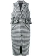 Mother Of Pearl Checked Ruffle-trimmed Gilet, Women's, Size: Large, Black, Polyester/spandex/elastane/viscose/polyamide