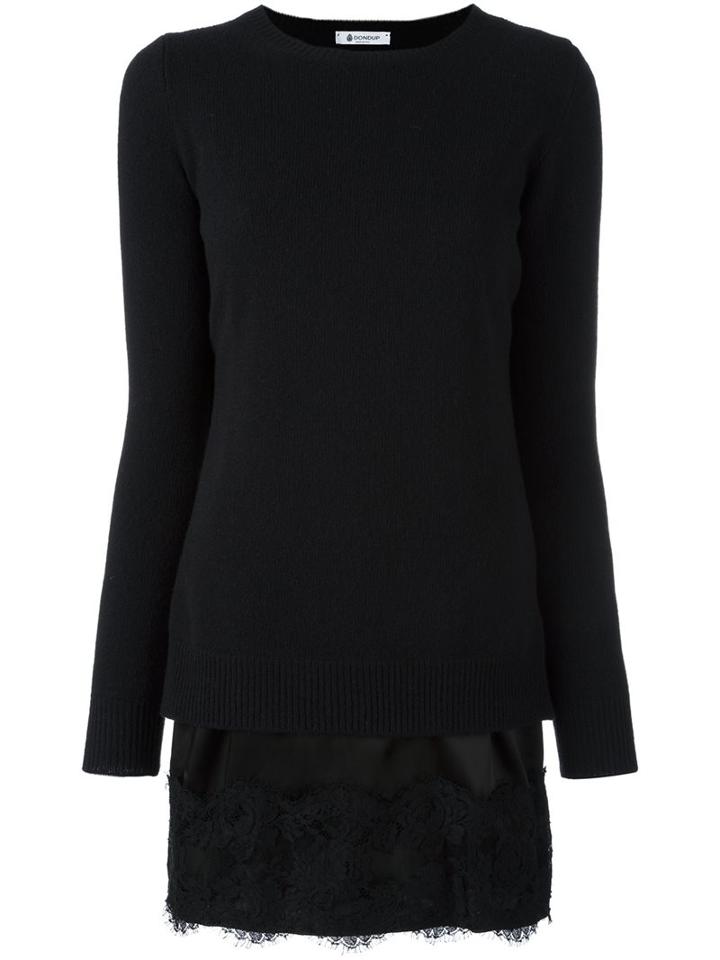 Dondup Layered Jumper, Women's, Size: Small, Black, Silk/spandex/elastane/acetate/merino