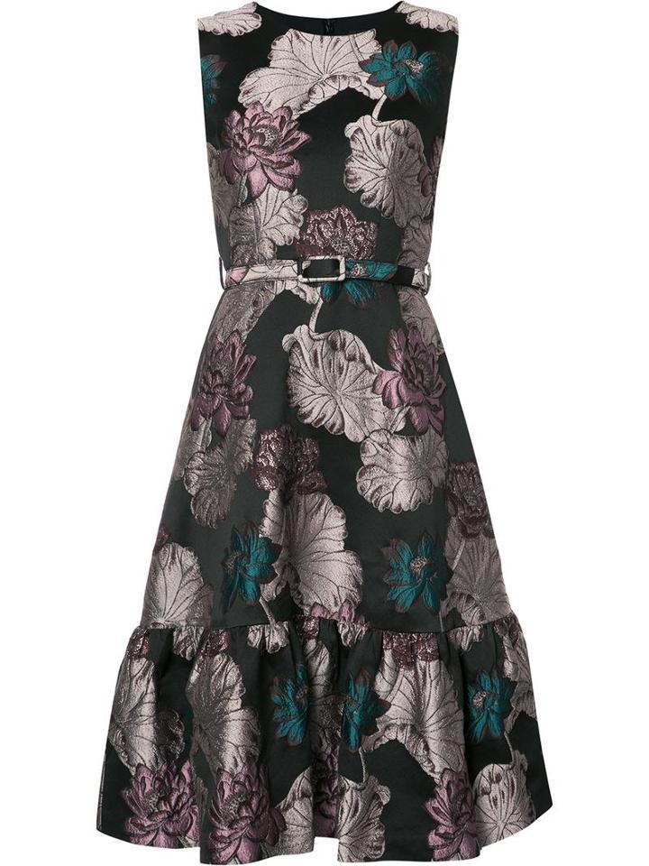 Co Floral Jacquard Dress, Women's, Size: Large, Black, Acetate/polyester/polyamide