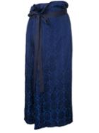 Uma Wang - Patterned Skirt - Women - Viscose - M, Blue, Viscose