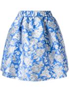 Msgm Floral Pleated Skirt, Women's, Size: 42, Blue, Polyester/polyamide/metallic Fibre