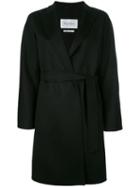 Max Mara Shawl Lapel Belted Coat, Women's, Size: 36, Black, Virgin Wool/angora