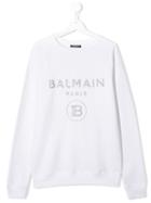 Balmain Kids Glitter Detail Sweatshirt - White