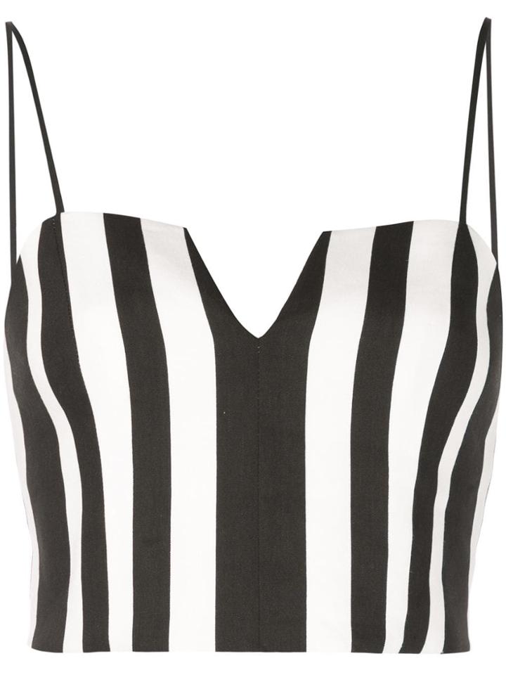 Alice+olivia Striped Print Cropped Top - Black