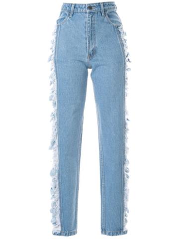 Pony Stone Straight-leg Distressed Jeans - Blue