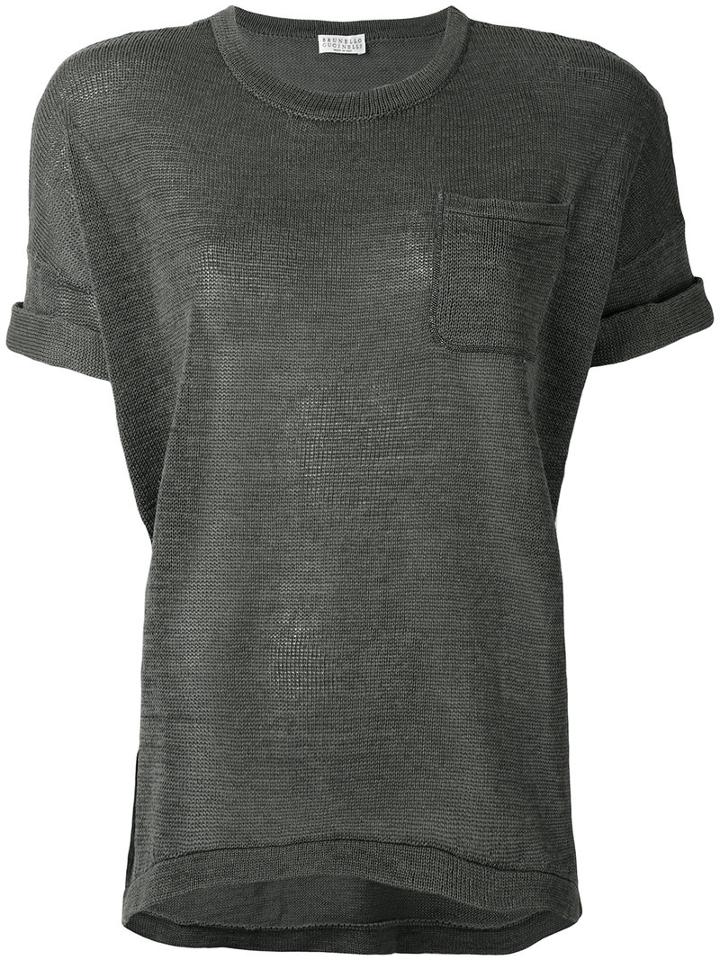 Brunello Cucinelli - Roll Sleeve Top - Women - Cotton - M, Green, Cotton