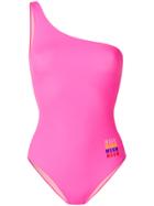 Msgm One-shoulder Swimming Costume - Pink & Purple