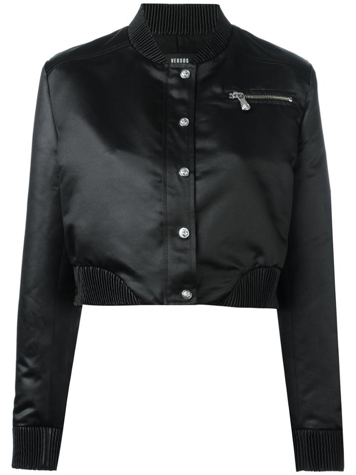 Versus Cropped Bomber Jacket - Black
