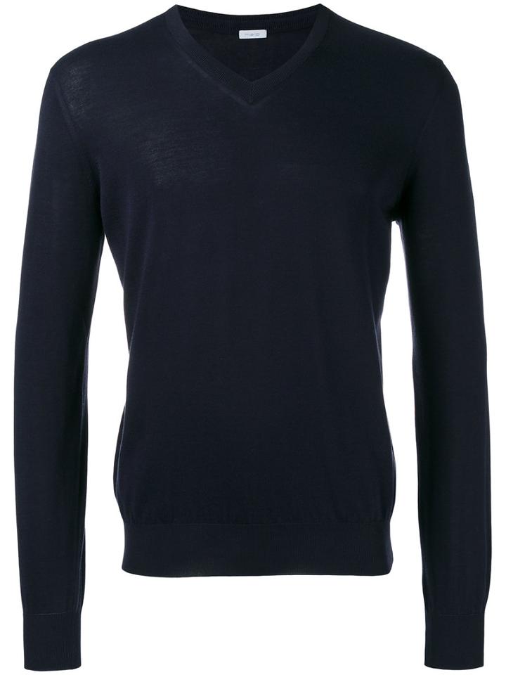 Malo V-neck Jumper, Men's, Size: 52, Blue, Cotton