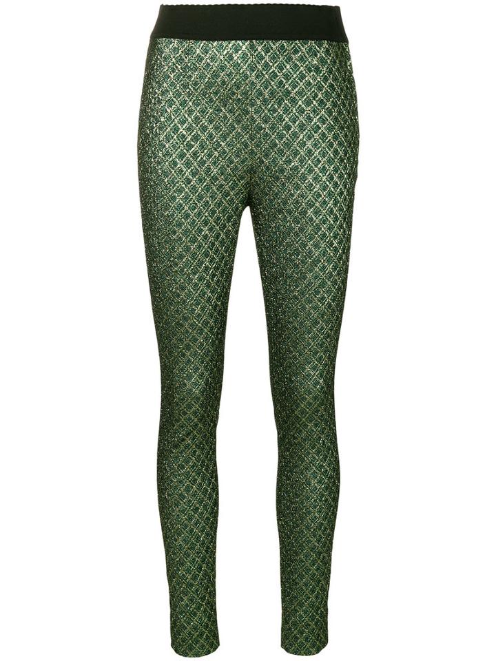 Dolce & Gabbana - Jacquard Skinny Trousers - Women - Polyester - 42, Green, Polyester