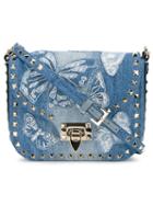 Valentino Valentino Garavani Rockstud Shoulder Bag, Women's, Blue, Cotton/metal