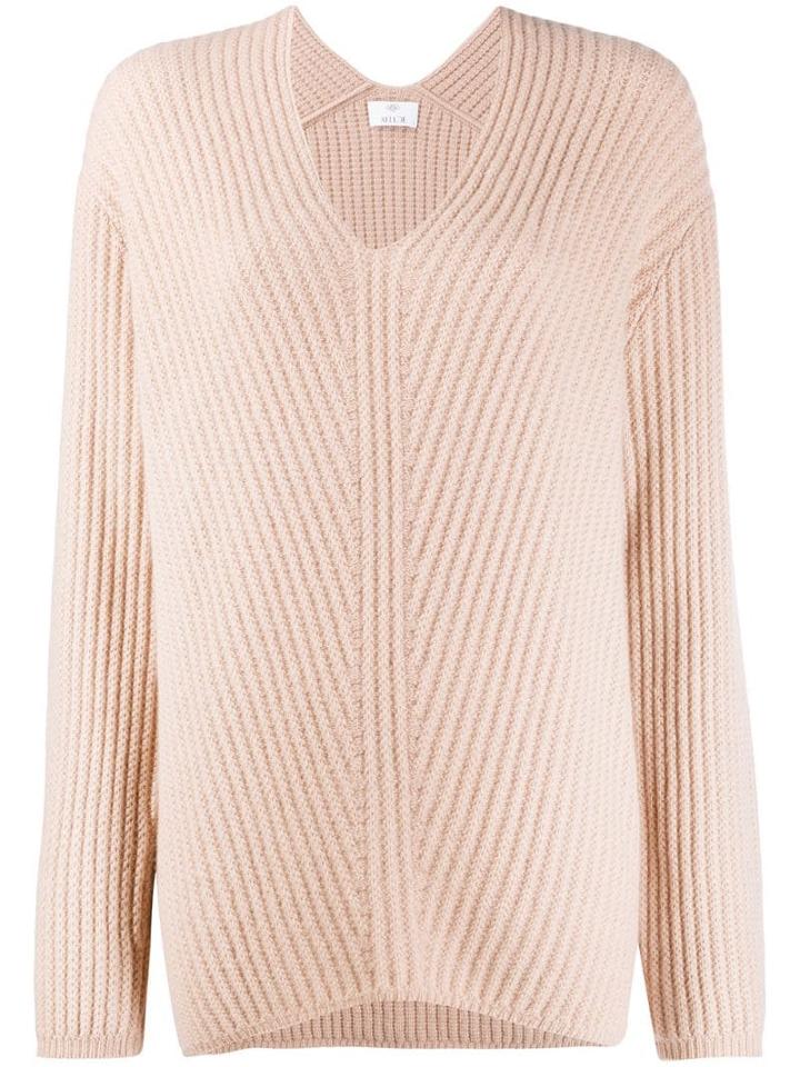 Allude Cashmere Ribbed Knit Jumper - Pink