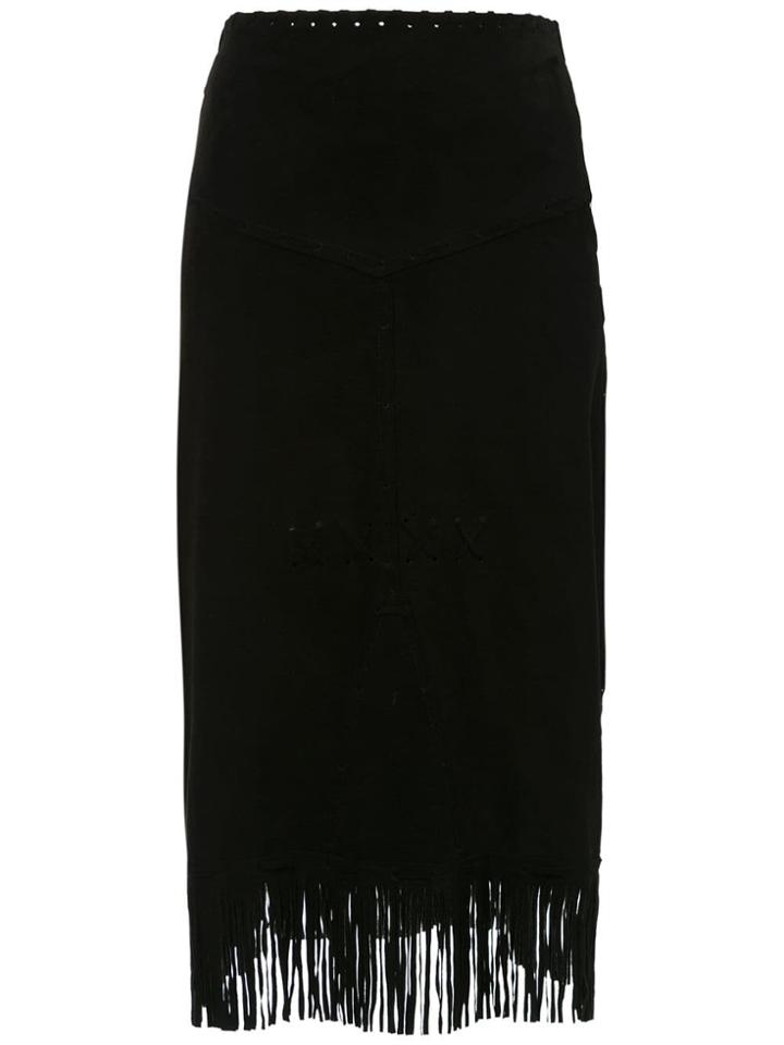 Andrea Bogosian Midi Skirt With Fringes - Black