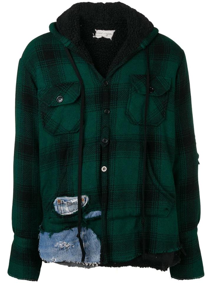Greg Lauren Distressed Check Jacket - Green