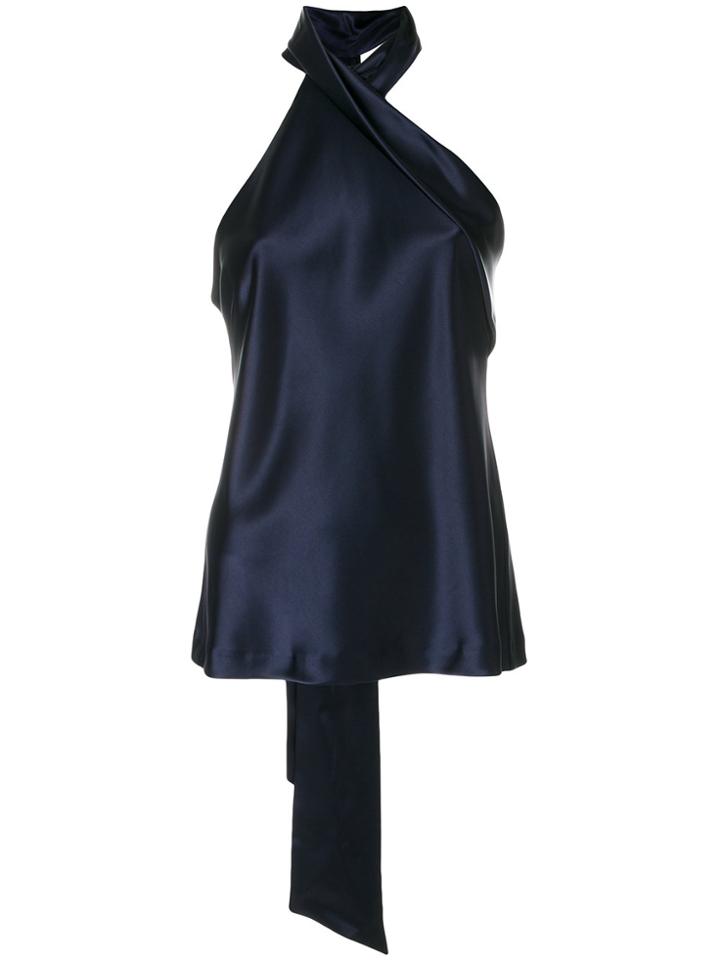 Galvan Asymmetrical Sash Neck Top - Blue