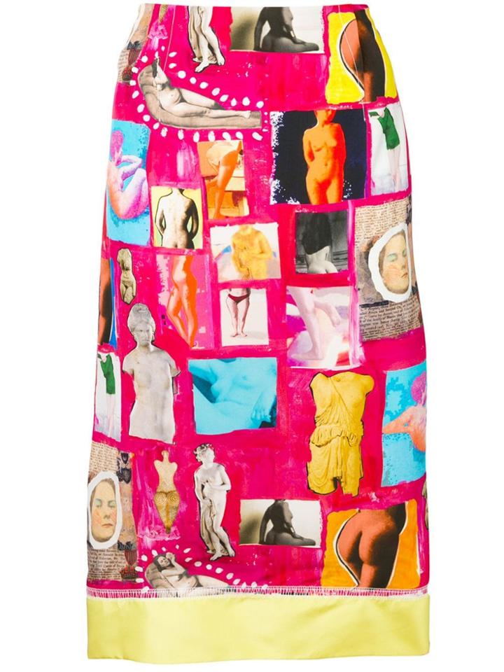 Marni Art Print Straight Skirt - Pink