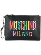 Moschino - Logo Front Clutch - Women - Leather - One Size, Women's, Black, Leather