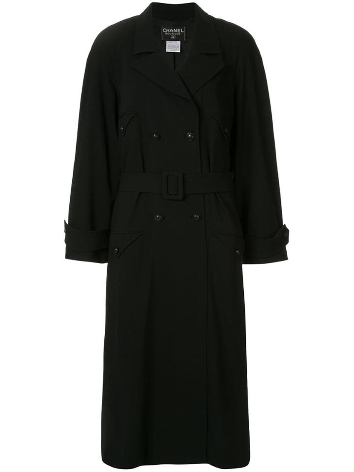 Chanel Pre-owned Belted Trench Coat - Black