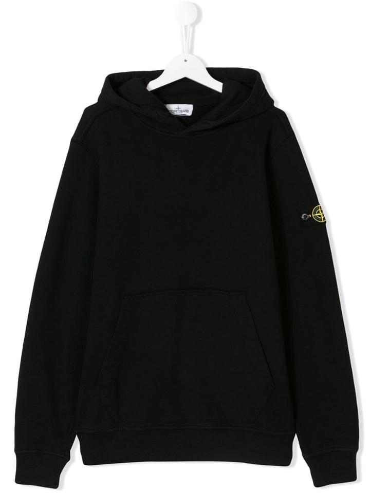 Stone Island Junior Logo Patch Hoodie - Black