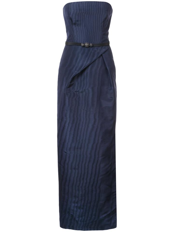Oscar De La Renta Moiré Faille Gown - Blue