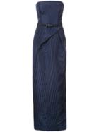 Oscar De La Renta Moiré Faille Gown - Blue