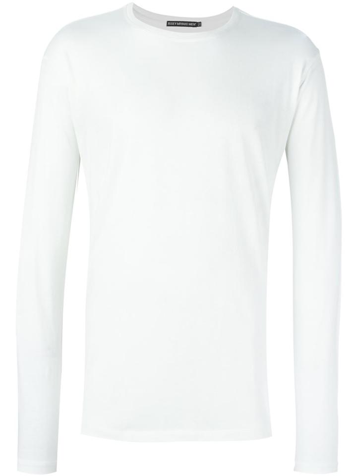 Issey Miyake Men Basic Longsleeved T-shirt, Size: 3, White, Cotton