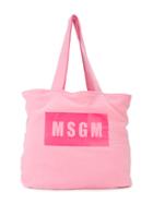 Msgm Kids - Branded Shoulder Bag - Kids - Cotton - One Size, Pink/purple