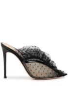 Gianvito Rossi Ditted Tulle Mules - Black