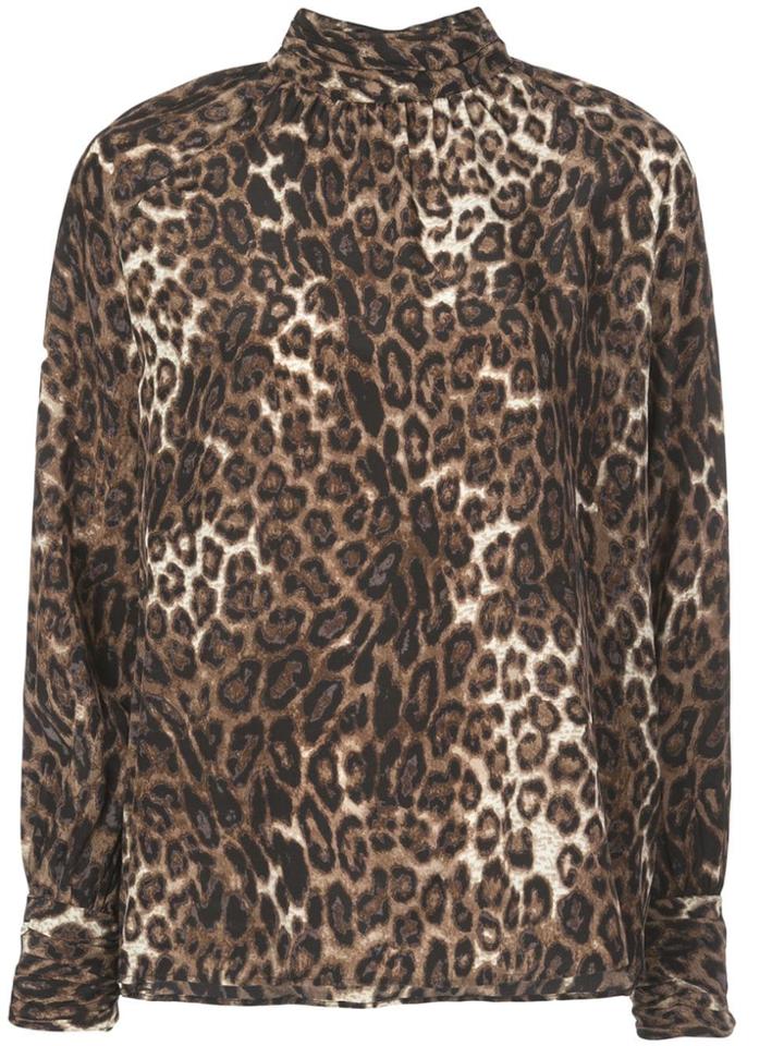 Nili Lotan Leopard Print Blouse - Black