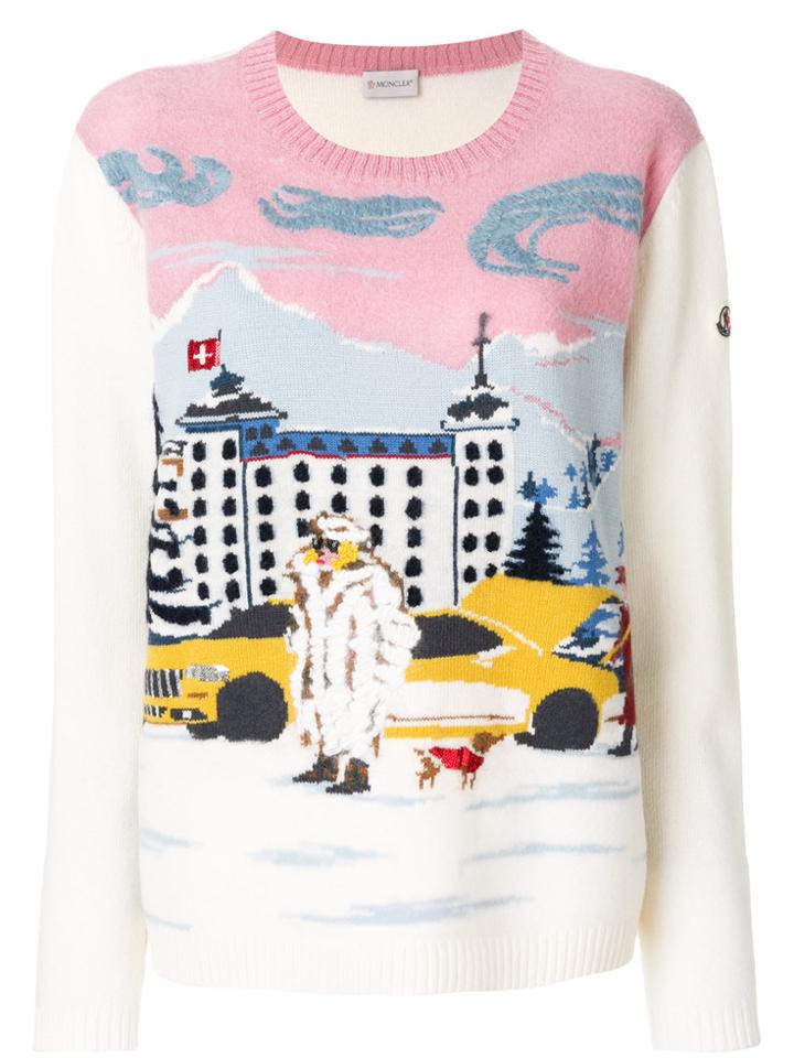 Moncler Ski Embroidered Sweater - White