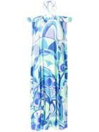 Emilio Pucci Nigeria-print Off-the-shoulder Dress - Blue