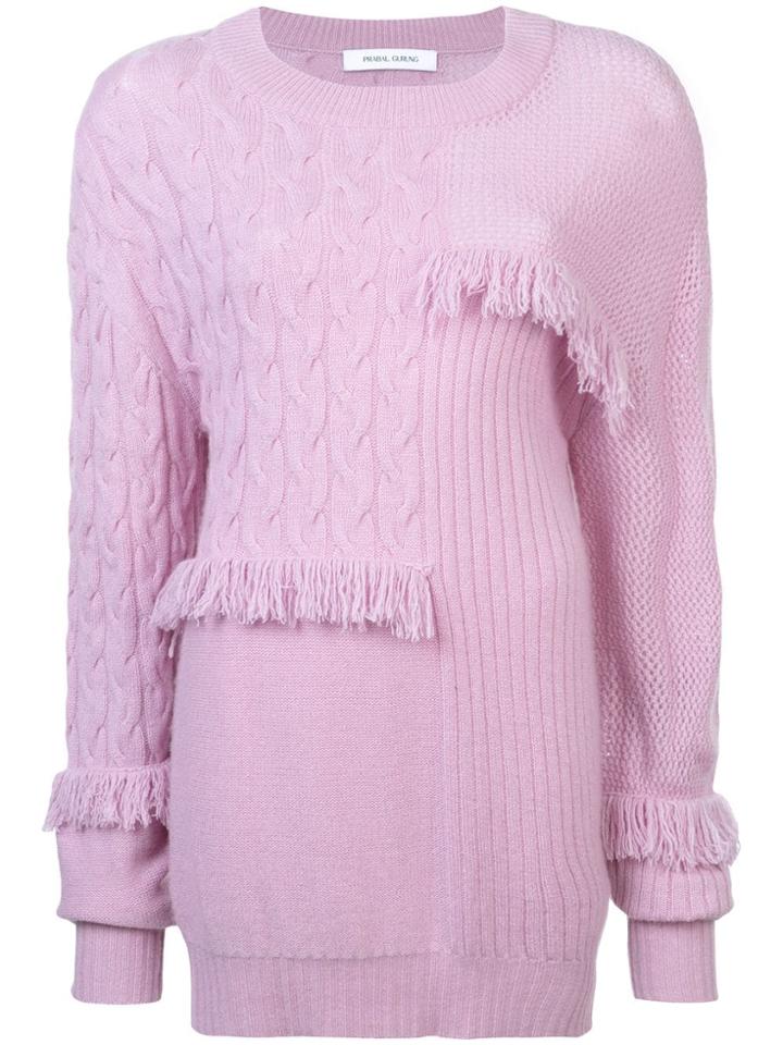 Prabal Gurung Cashmere Fringed Sweater - Pink