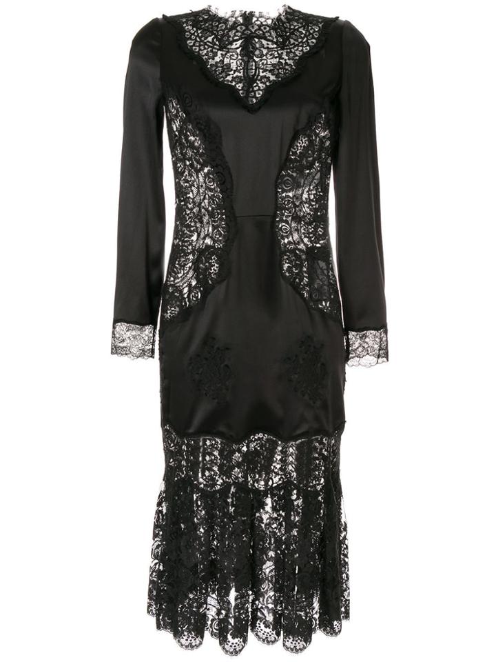 Dolce & Gabbana Sheer Lace Panels Dress - Black