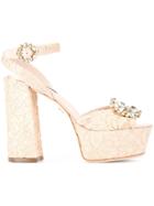 Dolce & Gabbana Lace Platform Sandals - Neutrals