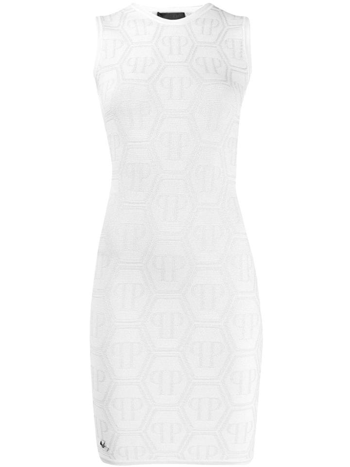 Philipp Plein Fitted Sleeveless Dress - White