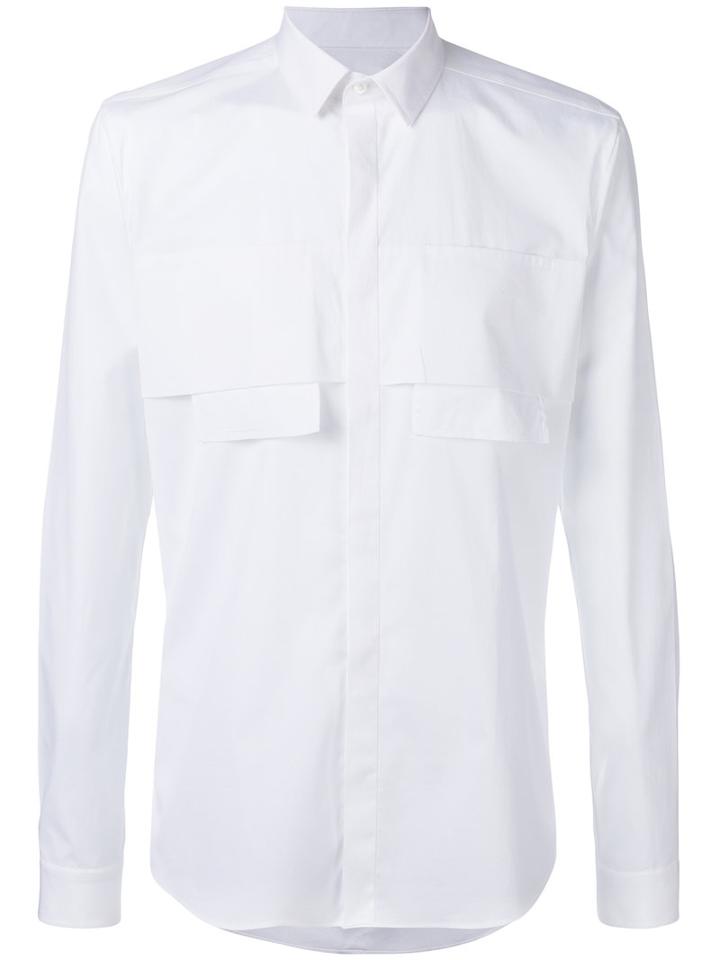 Les Hommes - Chest Pocket Shirt - Men - Cotton/spandex/elastane - 52, White, Cotton/spandex/elastane